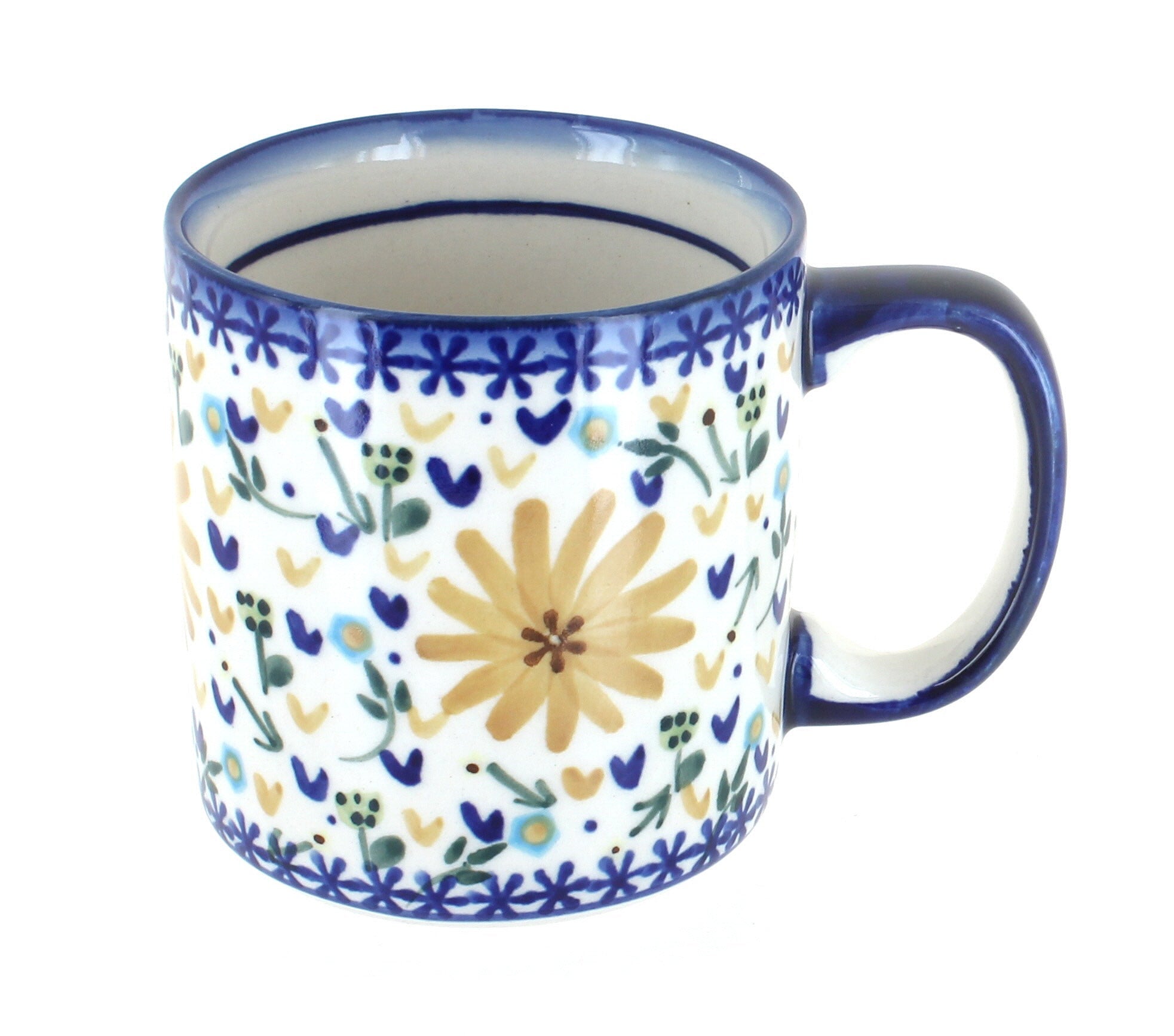 WR Unikat Yellow Daisy Mug — Polish Pottery