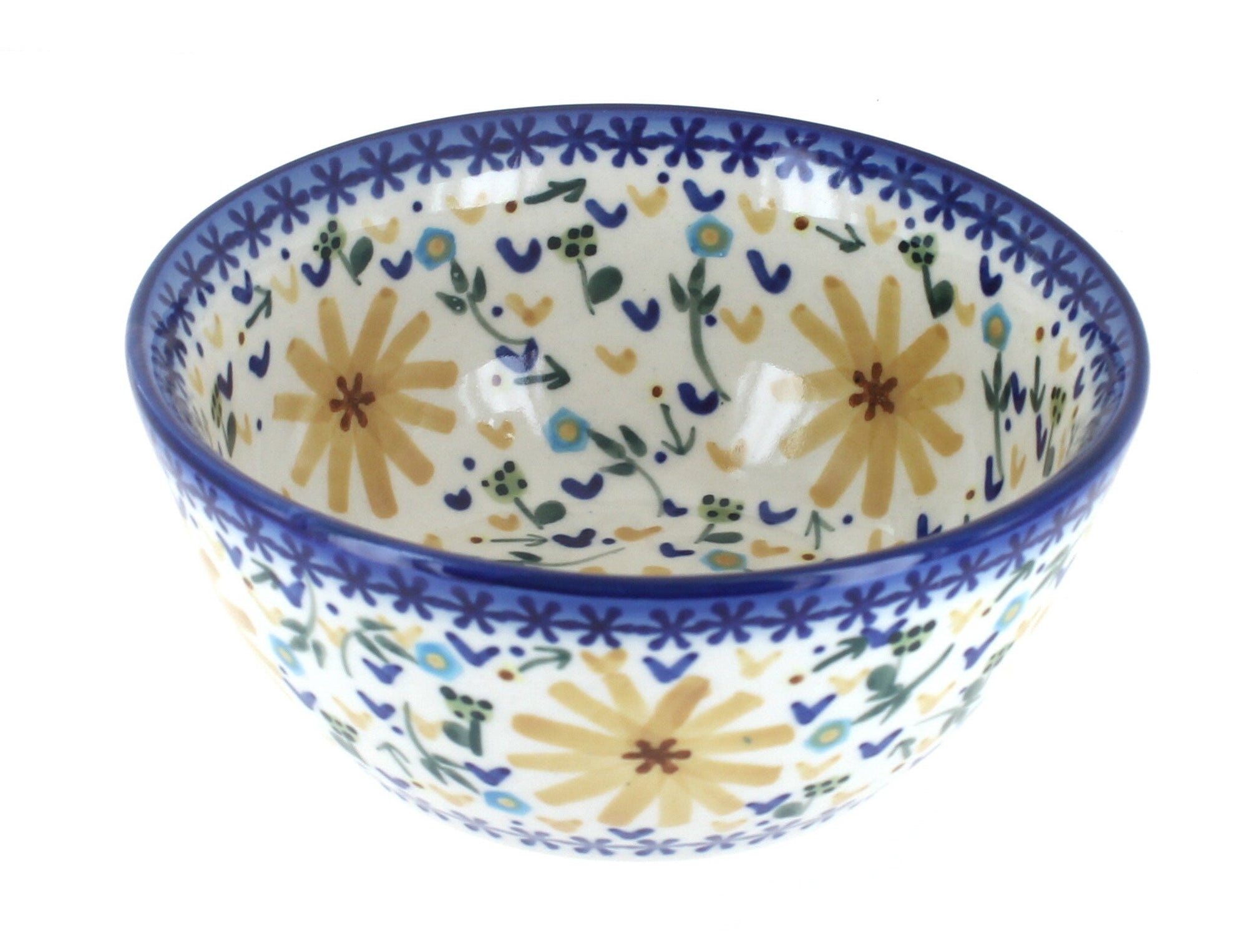 WR Unikat Yellow Daisy Dining Plates & Bowls — Polish Pottery