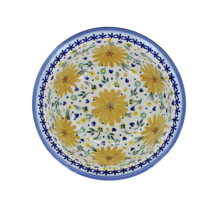 WR Unikat Yellow Daisy Dining Plates & Bowls — Polish Pottery