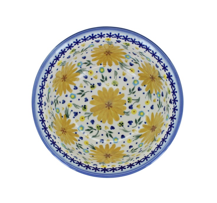 Detail image of WR Unikat Yellow Daisy Dining Plates & Bowls — Polish Pottery