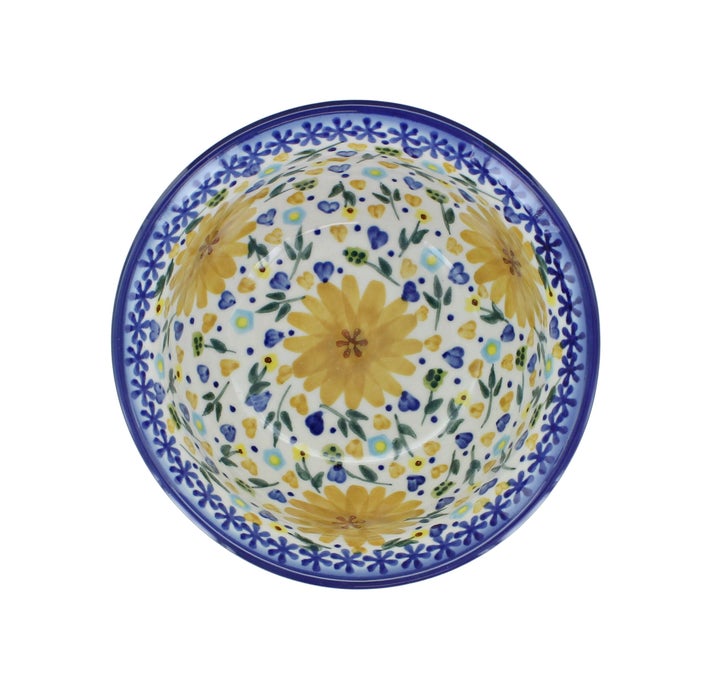 WR Unikat Yellow Daisy Dining Plates & Bowls — Polish Pottery