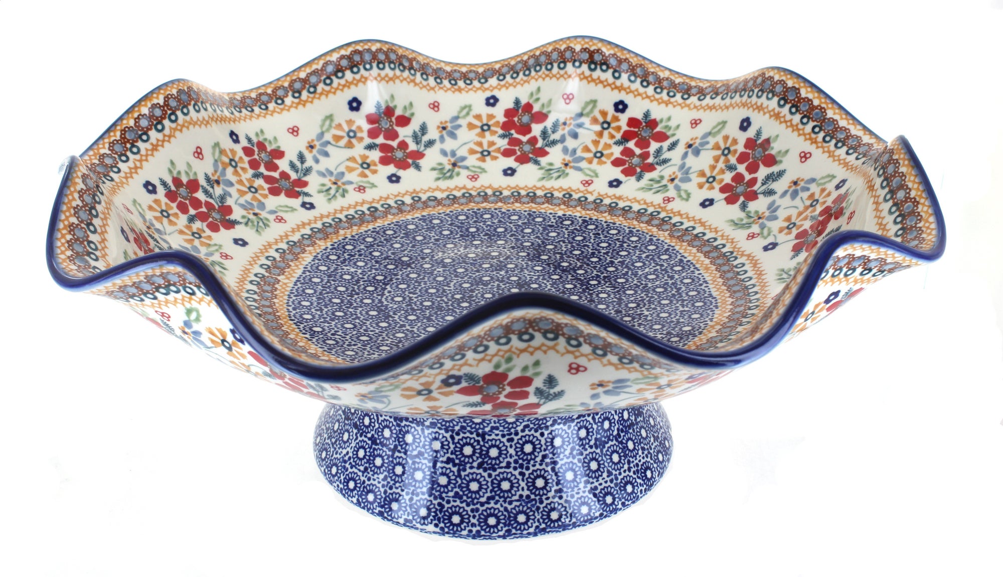 Manufaktura Red Daisy Large Serving Piece — Polish Pottery