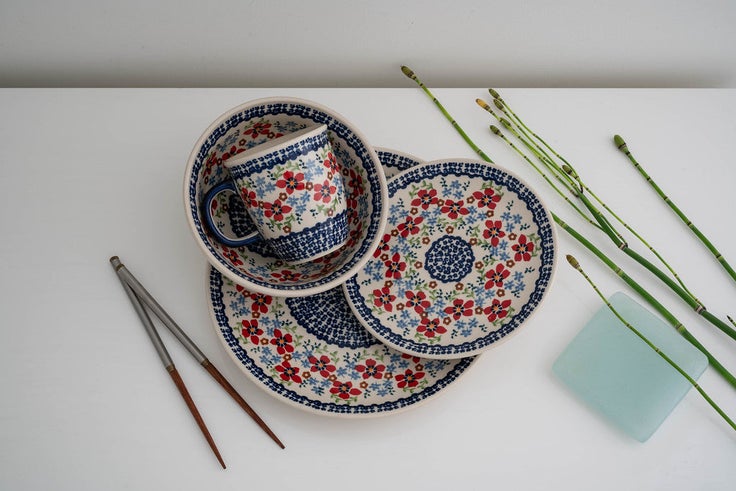 Detail image of Manufaktura Red Poppy Dining Plates & Bowls — Polish Pottery