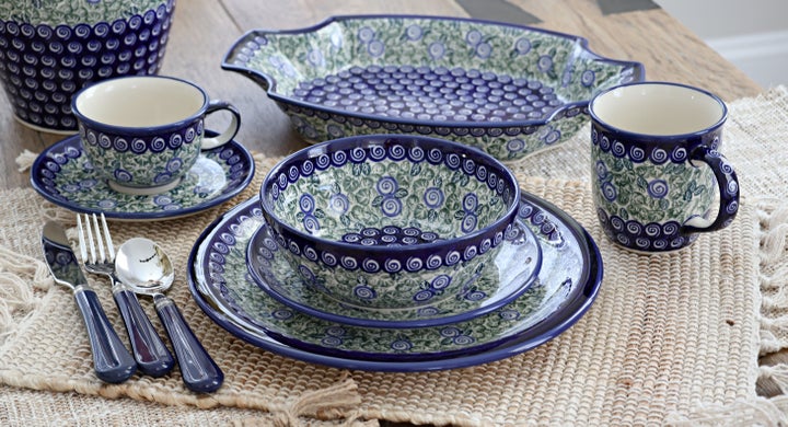 Zaklady Seaside Swirl Dining Plates & Bowls — Polish Pottery