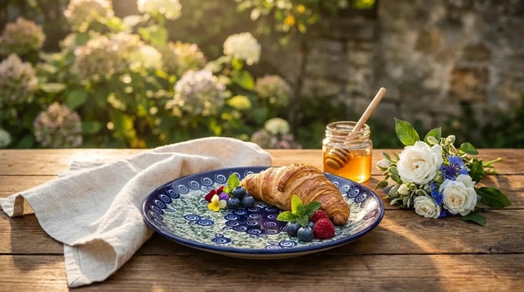 Detail image of Zaklady Seaside Swirl Dining Plates & Bowls — Polish Pottery