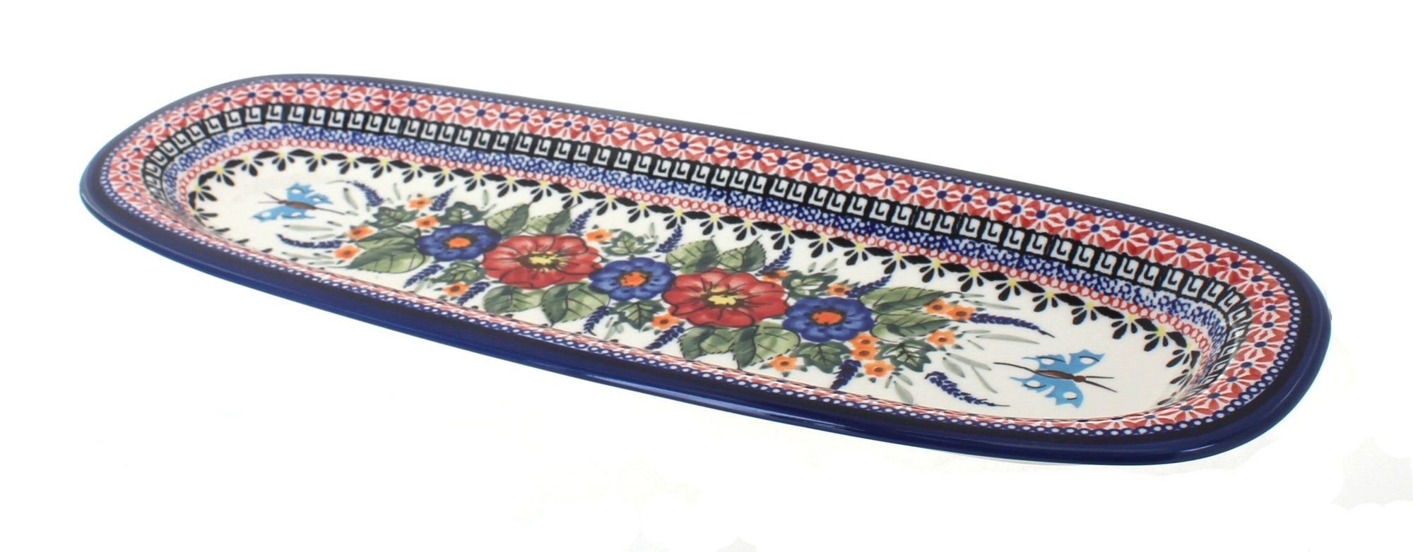 Zaklady Floral Butterfly Large Serving Piece — Polish Pottery