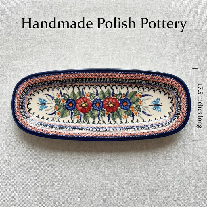 Zaklady Floral Butterfly Large Serving Piece — Polish Pottery