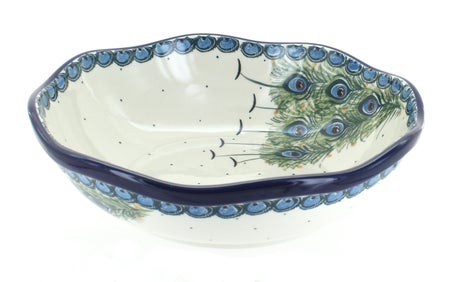 Ceramika Artystyczna Peacock Feather Large Serving Piece — Polish Pottery