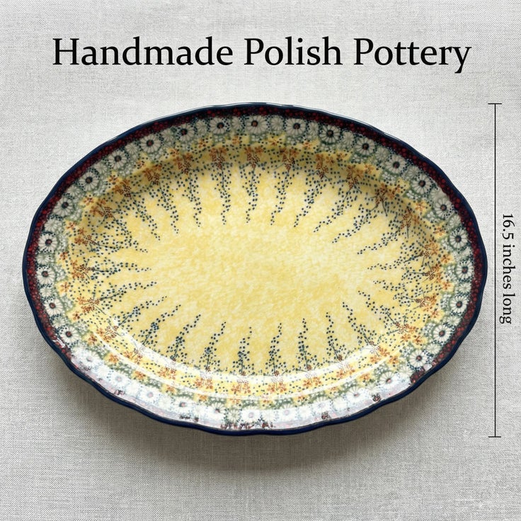 Detail image of Manufaktura Sunshine Grotto Large Serving Piece — Polish Pottery