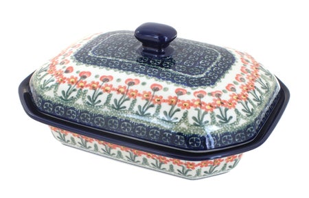 Ceramika Artystyczna Peach Posy Medium Bakeware — Polish Pottery