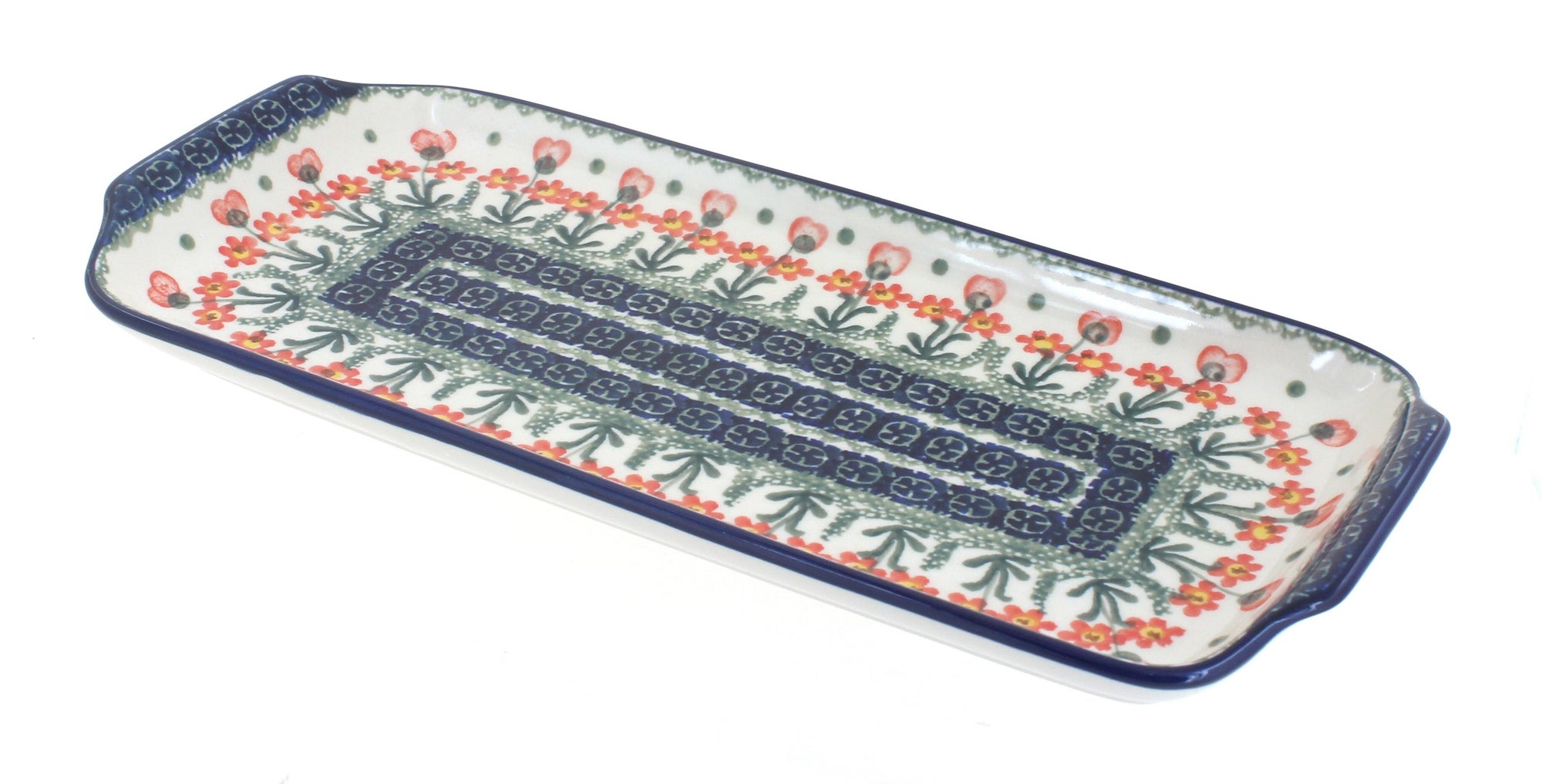 Ceramika Artystyczna Peach Posy Small Serving Piece — Polish Pottery