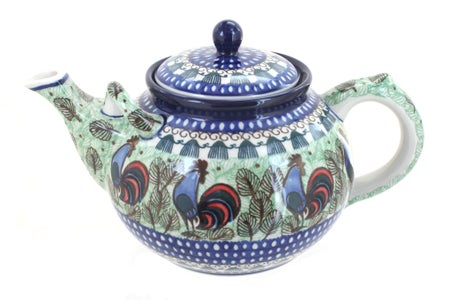 Ceramika Artystyczna Rooster Row Teapot — Polish Pottery