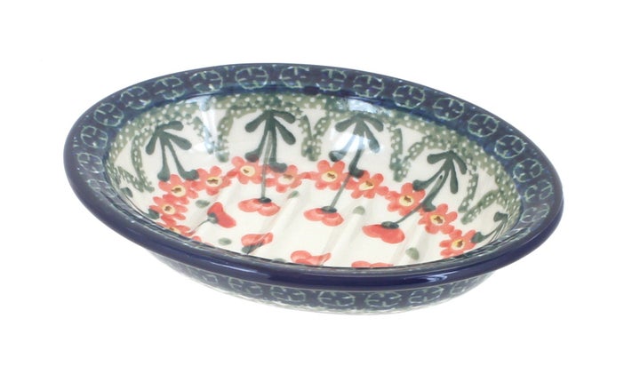 Ceramika Artystyczna Peach Posy Bathroom Accessories — Polish Pottery
