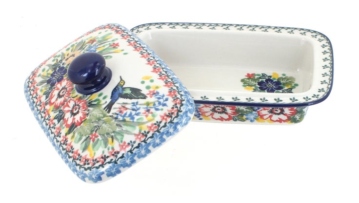 Detail image of Ceramika Artystyczna Hummingbird Butter Dish — Polish Pottery