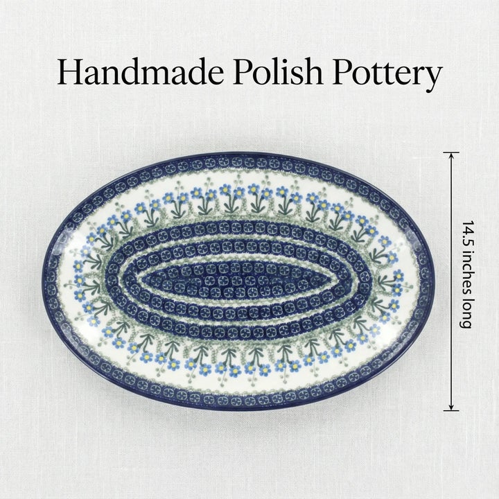 Ceramika Artystyczna Blue Posy Large Serving Piece — Polish Pottery