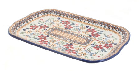 Manufaktura Red Daisy Small Serving Piece — Polish Pottery