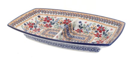 Manufaktura Red Daisy Large Serving Piece — Polish Pottery