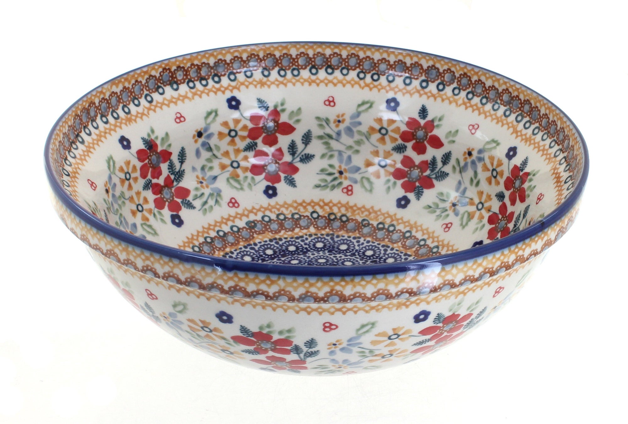 Manufaktura Red Daisy Large Serving Piece — Polish Pottery