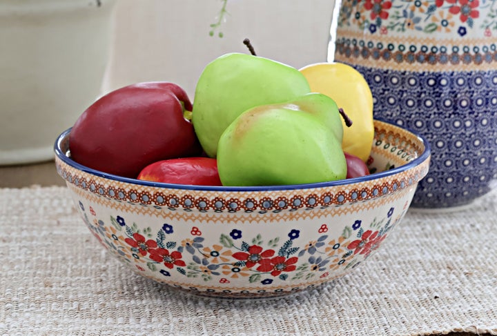Manufaktura Red Daisy Large Serving Piece — Polish Pottery
