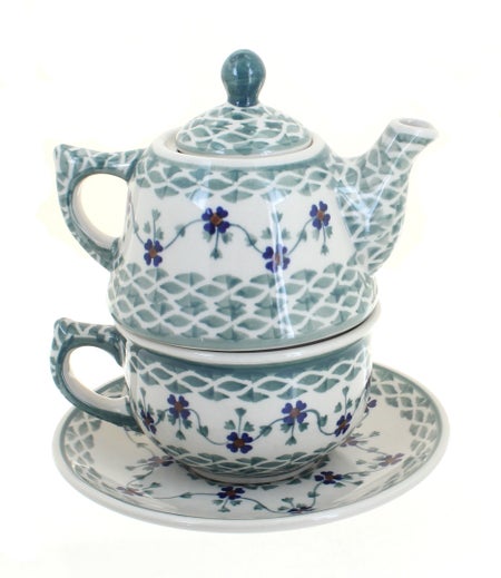 Manufaktura Sage Floral Teapot — Polish Pottery