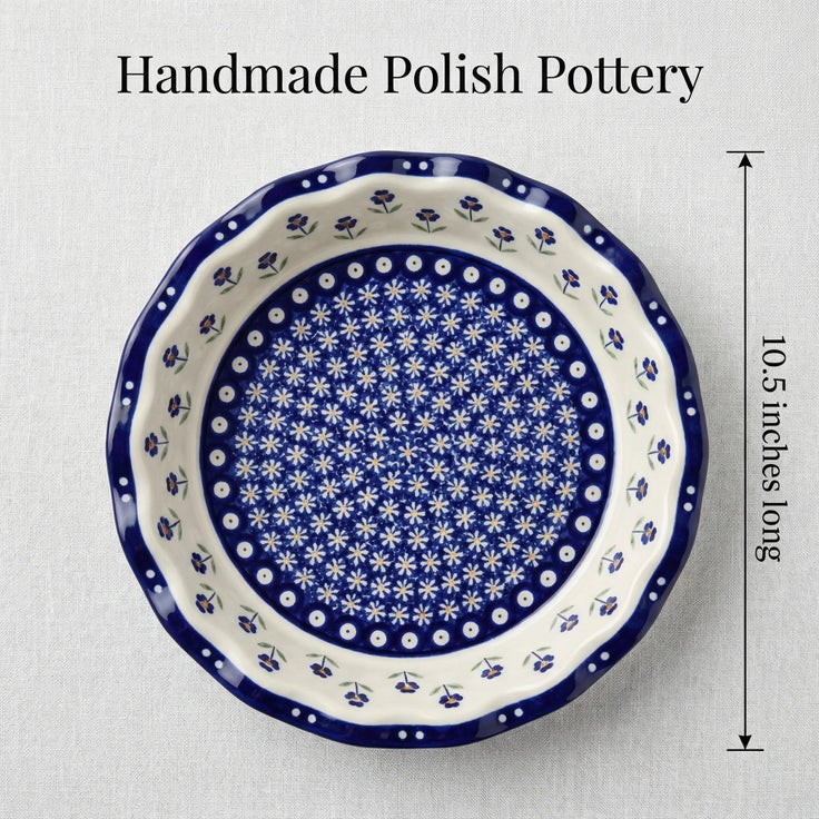Detail image of Manufaktura Blue Daisy Pie Plate — Polish Pottery