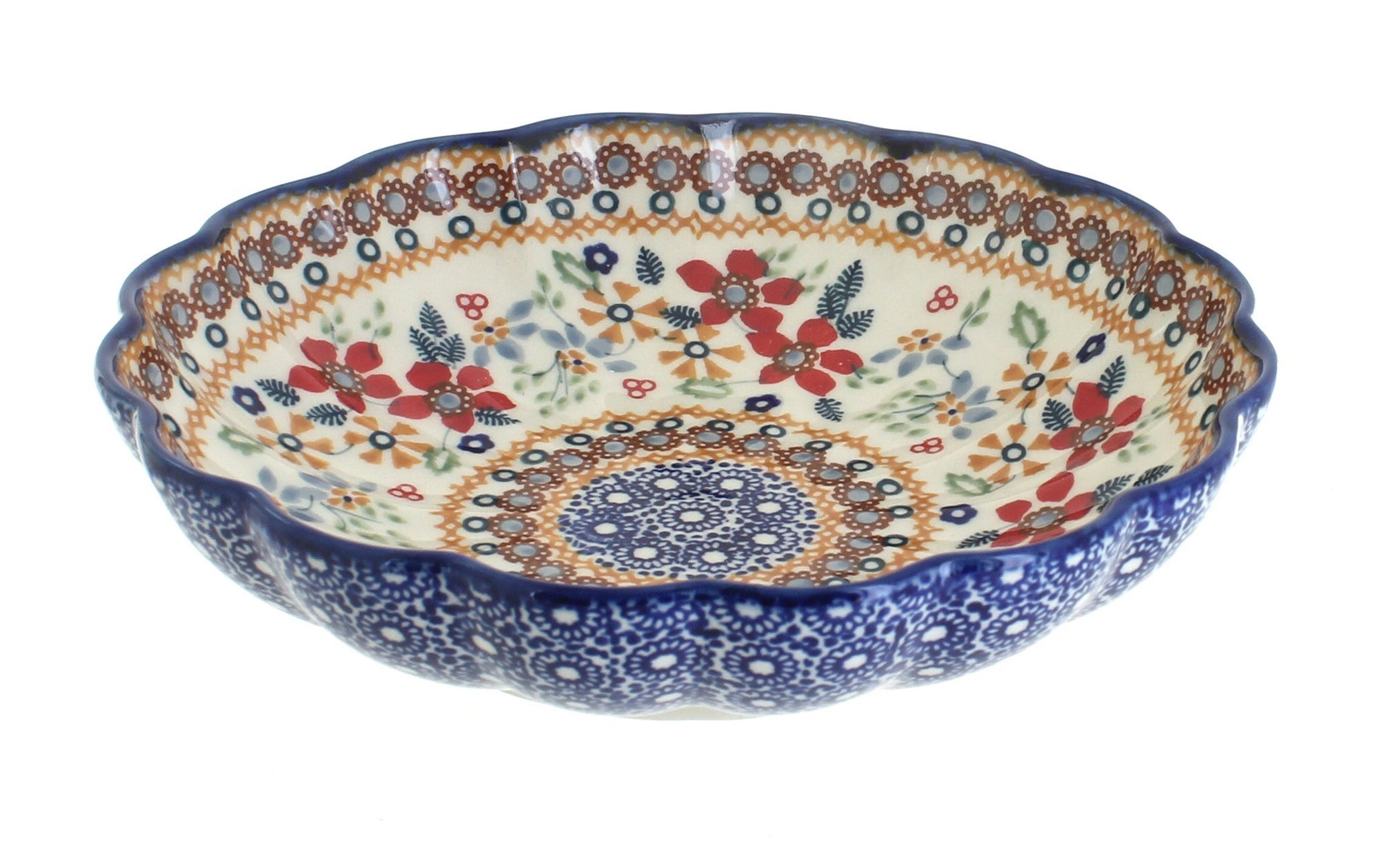 Manufaktura Red Daisy Small Serving Piece — Polish Pottery