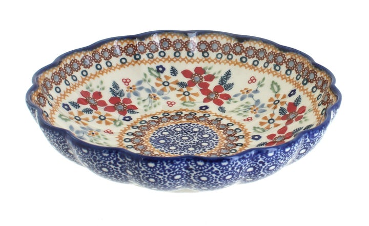 Manufaktura Red Daisy Small Serving Piece — Polish Pottery