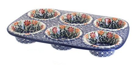 Manufaktura Garden Bouquet Muffin Pan — Polish Pottery