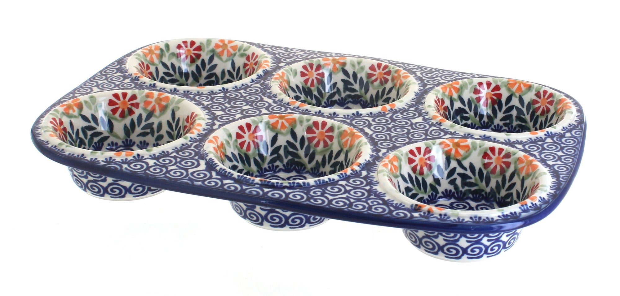 Manufaktura Garden Bouquet Muffin Pan — Polish Pottery