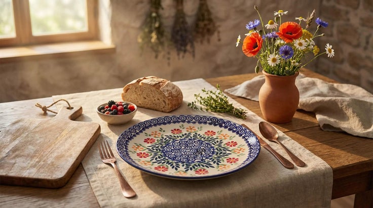 Detail image of Manufaktura Garden Bouquet Dining Plates & Bowls — Polish Pottery