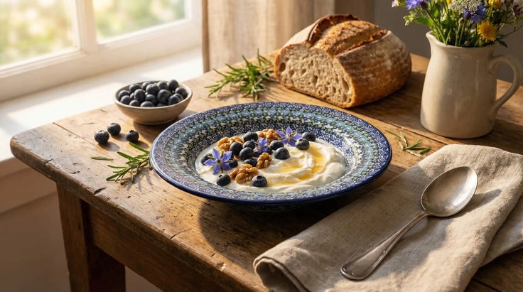 Detail image of Ceramika Artystyczna Sapphire Fields Dining Plates & Bowls — Polish Pottery