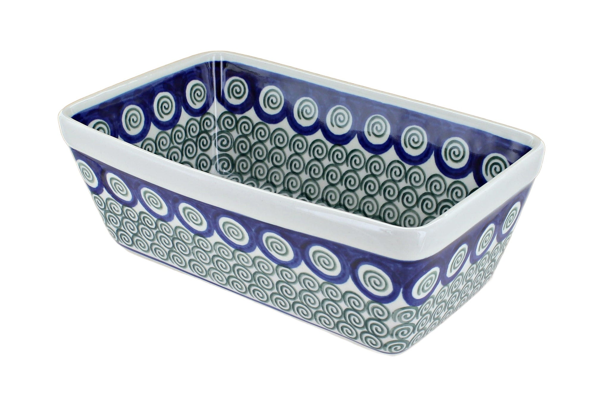 Ceramika Artystyczna Peacock Swirl Loaf Baker — Polish Pottery