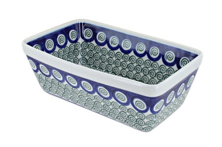 Ceramika Artystyczna Peacock Swirl Loaf Baker — Polish Pottery