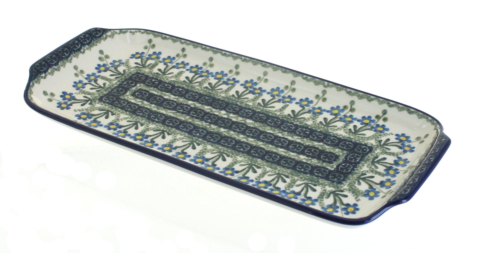 Ceramika Artystyczna Blue Posy Small Serving Piece — Polish Pottery