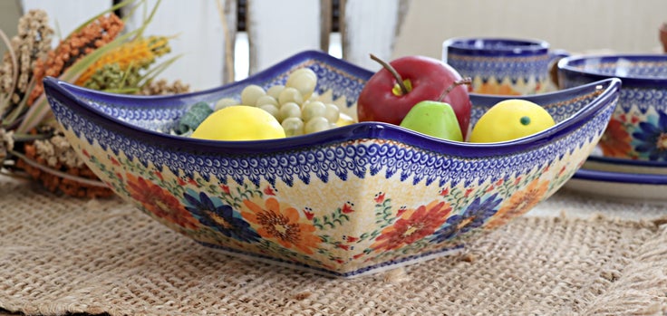Detail image of Vena Autumn Burst Large Serving Piece — Polish Pottery