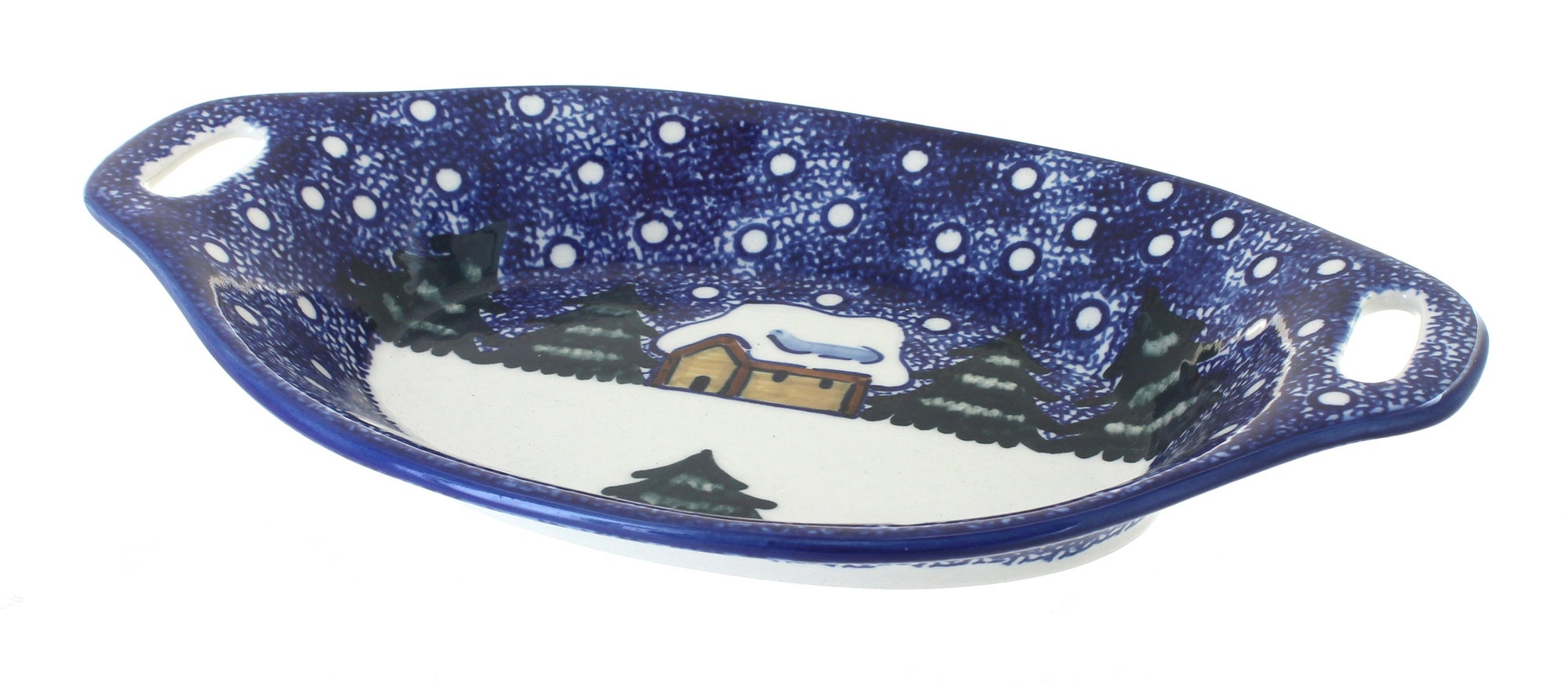 WR Unikat Winter Forest Small Serving Piece — Polish Pottery