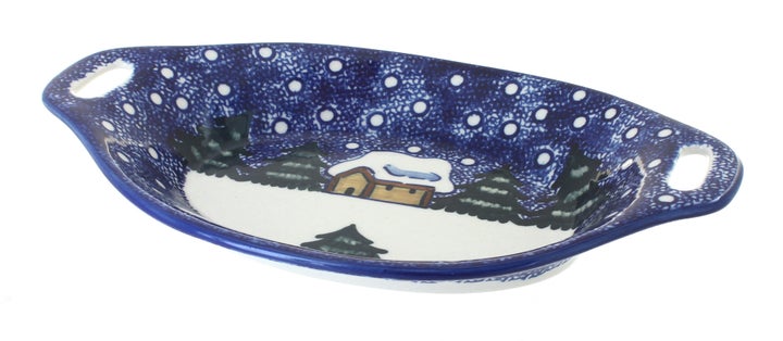 WR Unikat Winter Forest Small Serving Piece — Polish Pottery