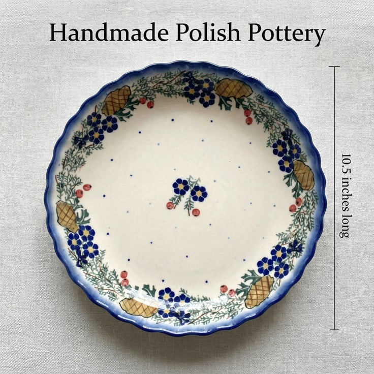 Detail image of WR Unikat Pinecone Pie Plate — Polish Pottery