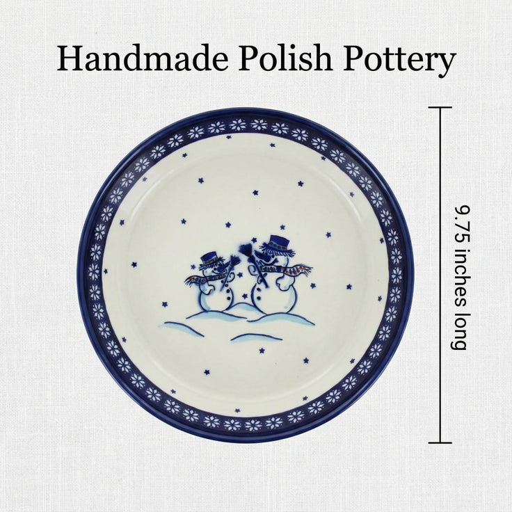 Detail image of Zaklady Frosty Friend Pie Plate — Polish Pottery