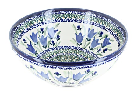 Zaklady Blue Tulip Medium Serving Piece — Polish Pottery