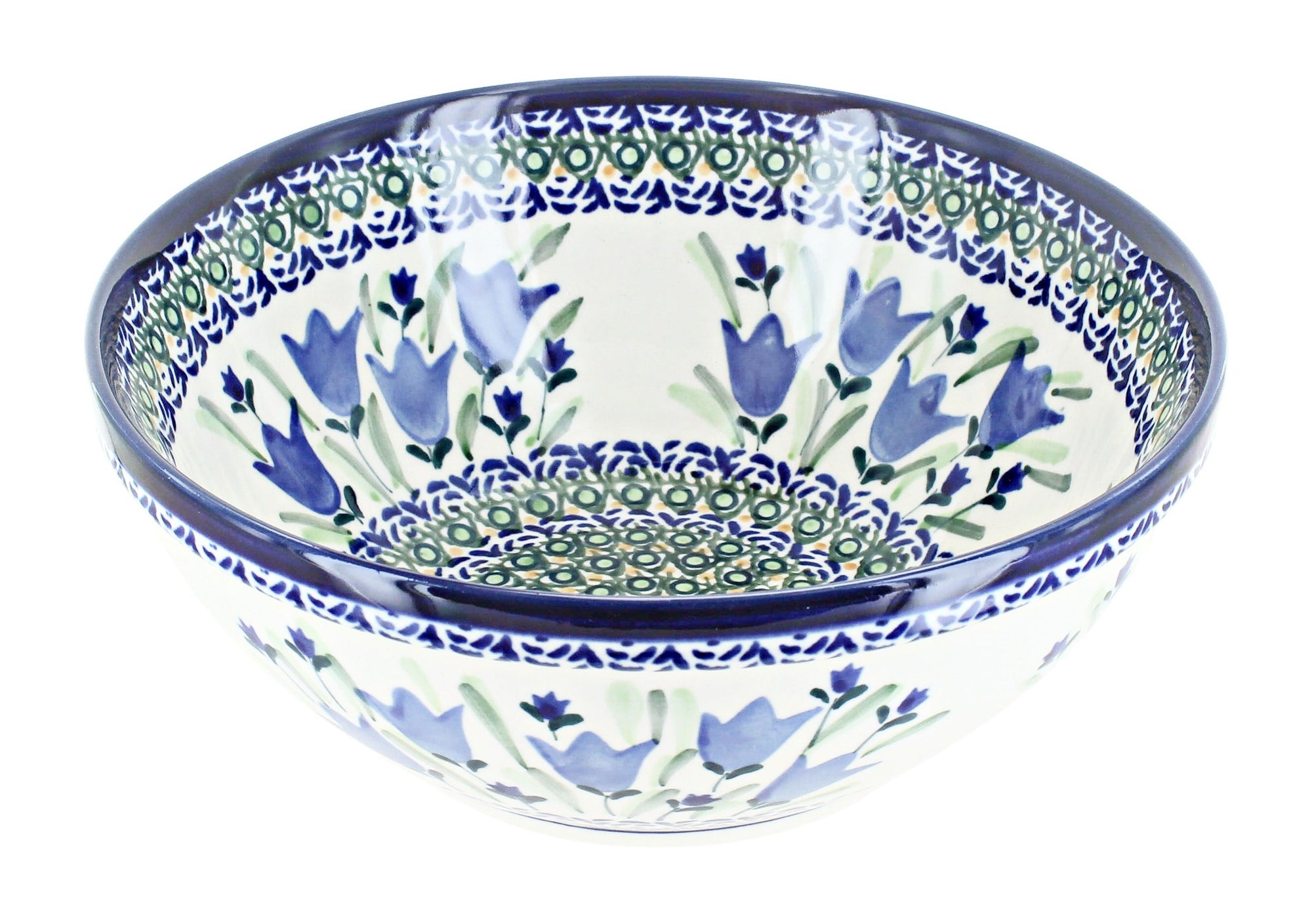 Zaklady Blue Tulip Medium Serving Piece — Polish Pottery