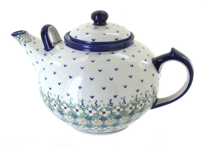 Manufaktura Green Daisy Teapot — Polish Pottery