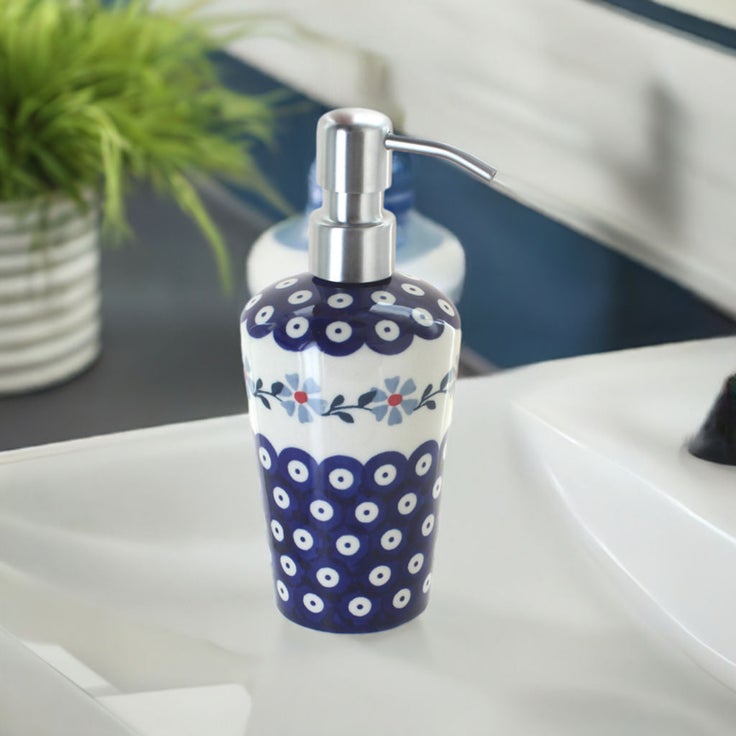 Detail image of Manufaktura Blue Violet Bathroom Accessories — Polish Pottery