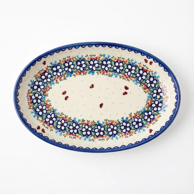 Detail image of Vena Scarlett Large Serving Piece — Polish Pottery