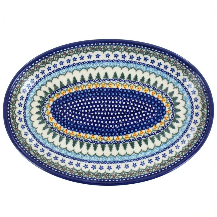 Detail image of Vena Holiday Pine Large Serving Piece — Polish Pottery