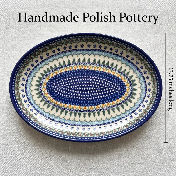 Detail image of Vena Holiday Pine Large Serving Piece — Polish Pottery