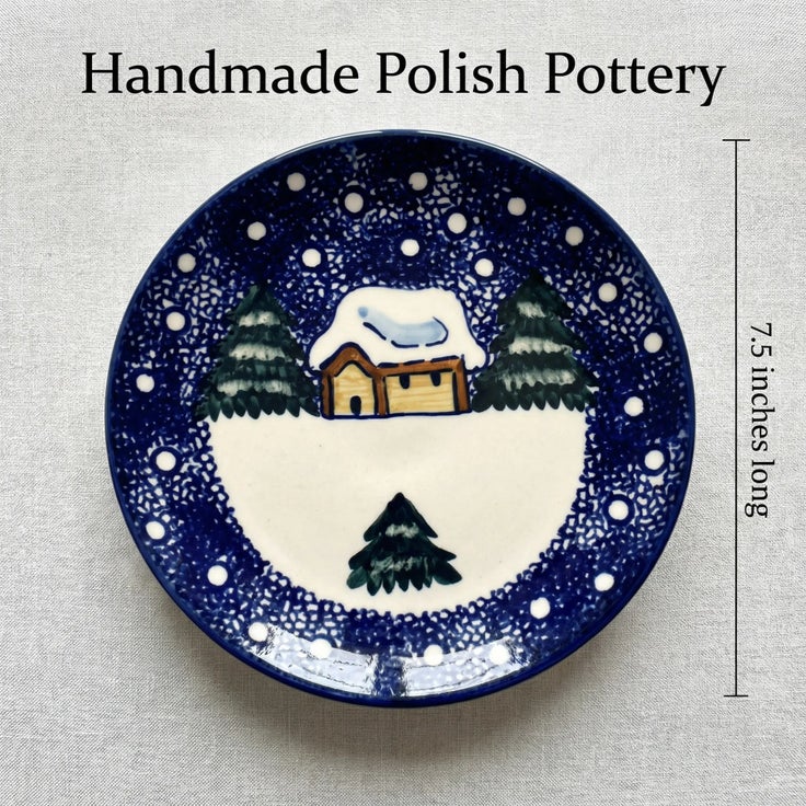 Detail image of WR Unikat Winter Forest Dining Plates & Bowls — Polish Pottery
