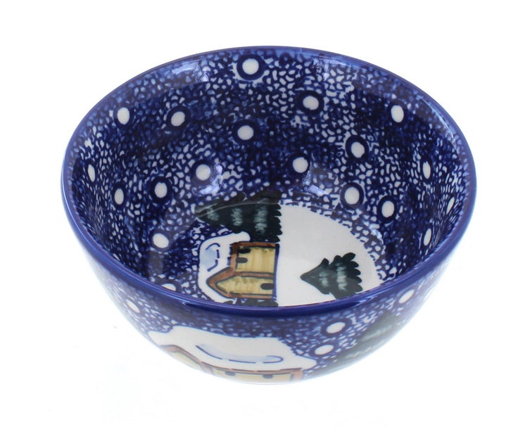 Detail image of WR Unikat Winter Forest Dining Plates & Bowls — Polish Pottery