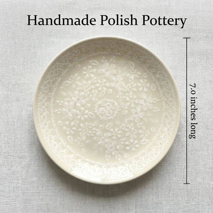 Detail image of Manufaktura White Lace Dining Plates & Bowls — Polish Pottery