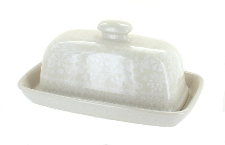 Manufaktura White Lace Butter Dish — Polish Pottery